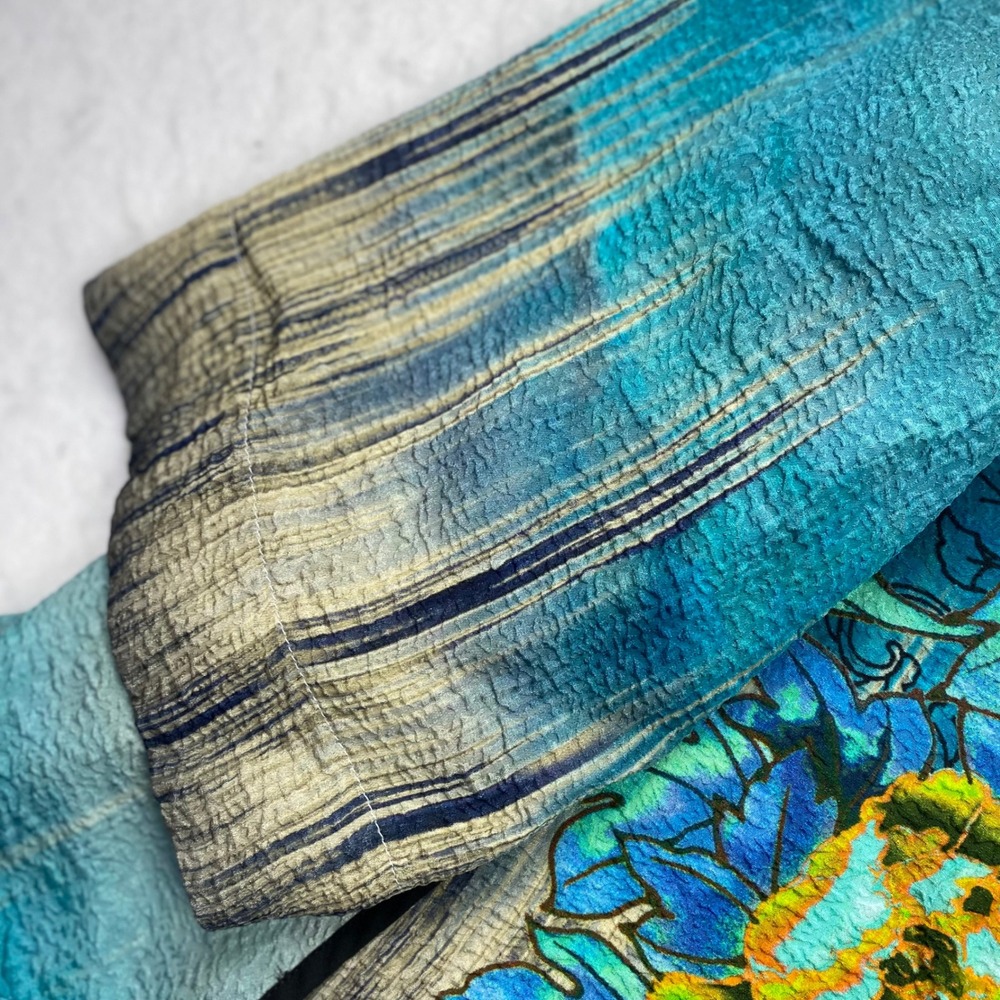 Citron Santa Monica Art To Wear Silk Rayon Crinkle Tunic Blouse Women's 0X - Picture 4 of 16